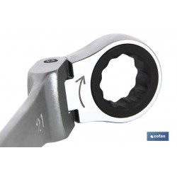 LLAVE COMBINADA ARTICULADA 180º DE CARRACA 19MM