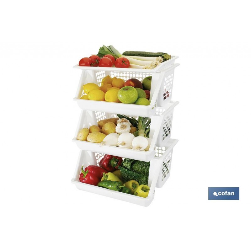 VERDULERO BLANCO 3 CESTAS 62X39X32 cm