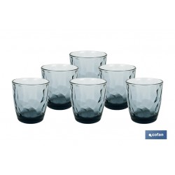 PACK 6 VASOS DE AGUA VIDRIO 30,5 CL COLOR AZUL MODELO JADE