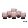 PACK 6 VASOS DE AGUA VIDRIO 30,5 CL COLOR PURPURA MODELO JADE