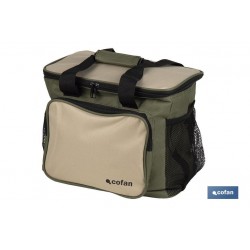 NEVERA TEXTIL PORTÁTIL MULTIBOLSILLOS COLOR VERDE/BEIGE 35 L