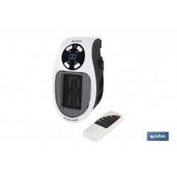 Calefactor cerámico de enchufe con mando a distancia, termostato y pantalla digital