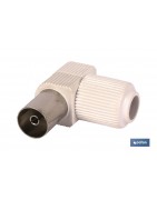 Conector de Antena TV Codo | Vía Hembra | Longitud 9,5 mm