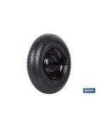 Rueda para carretilla de obra Neumática  con Varillas | Ø del eje en 20 mm | Diámetro rueda Ø 370 mm | Peso máximo 120 kg