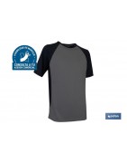 Camiseta transpirable | Composición 100% Poliéster | Color Gris-Negra | Gramaje 160 g/m2 | Tallas desde la S a la XXXL