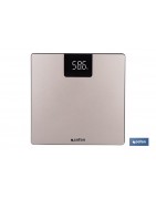 Báscula de baño digital | Plataforma de vidrio templado con pantalla LED | Medición precisa | Color: piedra