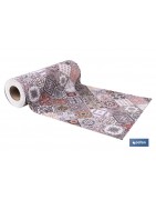 Rollo de alfombra vinílica para interior | Diseño con azulejos geométricos | Impermeable y de fácil limpieza