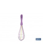 Batidor Varilla manual de polipropileno | Modelo Vergini | Color del Mango Morado y Varilla: Multicolor | Longitud 25 cm